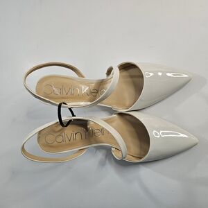 Nw/No Tag.Calvin Klein White Slingback Heels with Pointed Toe